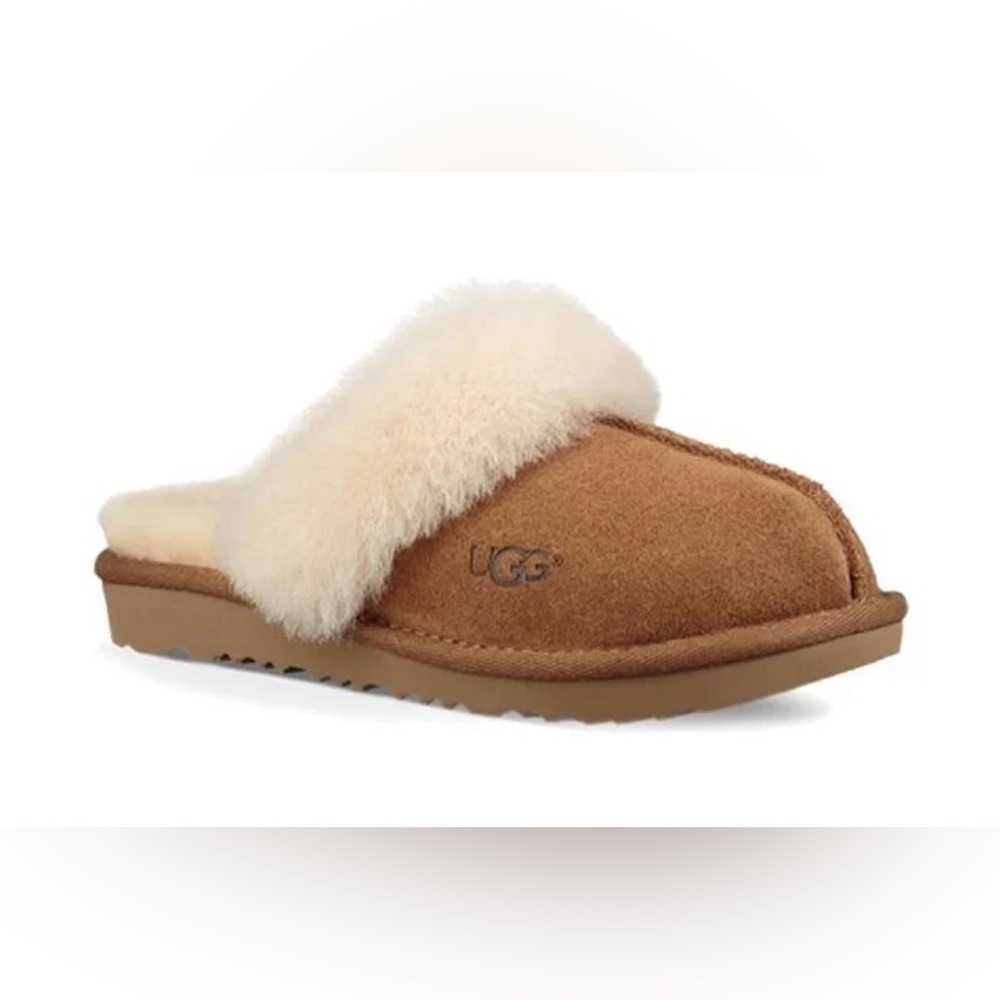 UGG Cozy II Chestnut Slide with Cream Shearling Kids Size 10 NIB